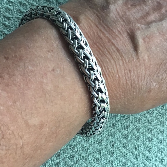 Gorgeous 925 Sterling Silver Woven Bracelet Heavy - Picture 8 of 13
